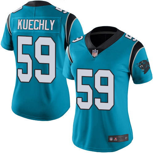 Carolina Panthers Limited Blue Women Luke Kuechly Jersey NFL Football #59 Rush Vapor Untouchable->women nfl jersey->Women Jersey